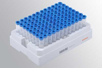 Micronic 1.40ml Non coded pushcap tubes V-bottom in refill carrier-96 (without cap)