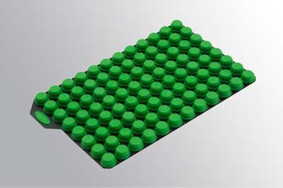 Micronic Pierceable TPE Capcluster Green for capping 96 individual tubes