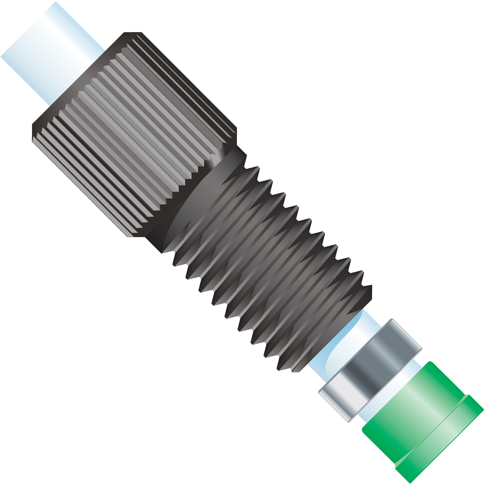 Super Flangeless Ferrule, for 3/16" OD Tubing, 5/16-24 Flat-Bottom, ETFE, Green