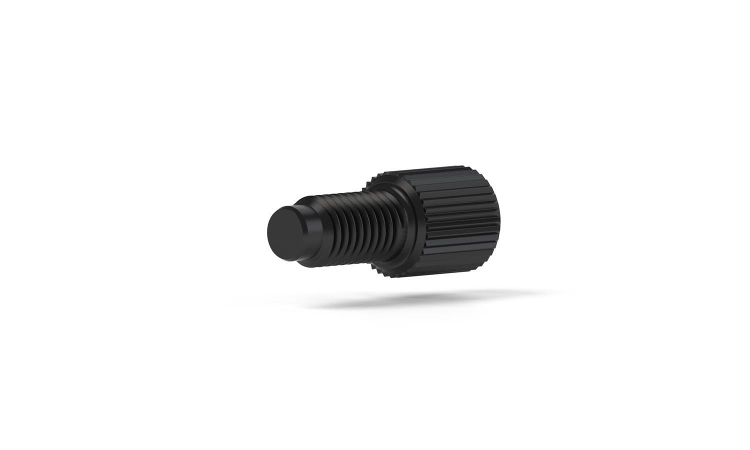 Plug, 1/4"-28 Flat-Bottom, Delrin, Black
