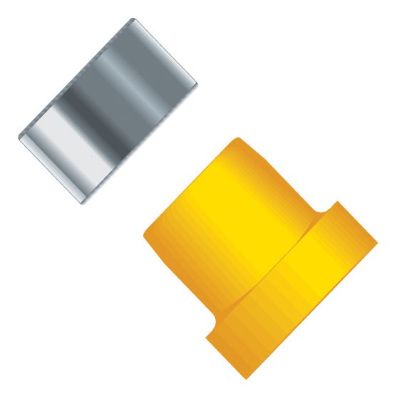 SuperFlangelessâ¢, Flangeless Ferrule, 1/8" OD Tubing, 1/4"-28 Flat Bottom, ETFE, Yellow
