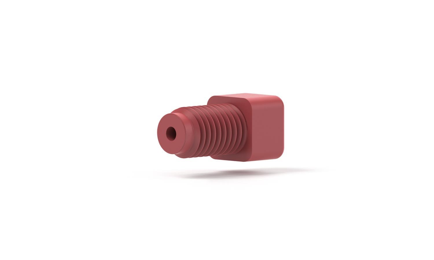 Flanged Fitting,  for 1/16" OD Tubing, 1/4"-28 Flat Bottom, Delrin/SST, Red/Natural