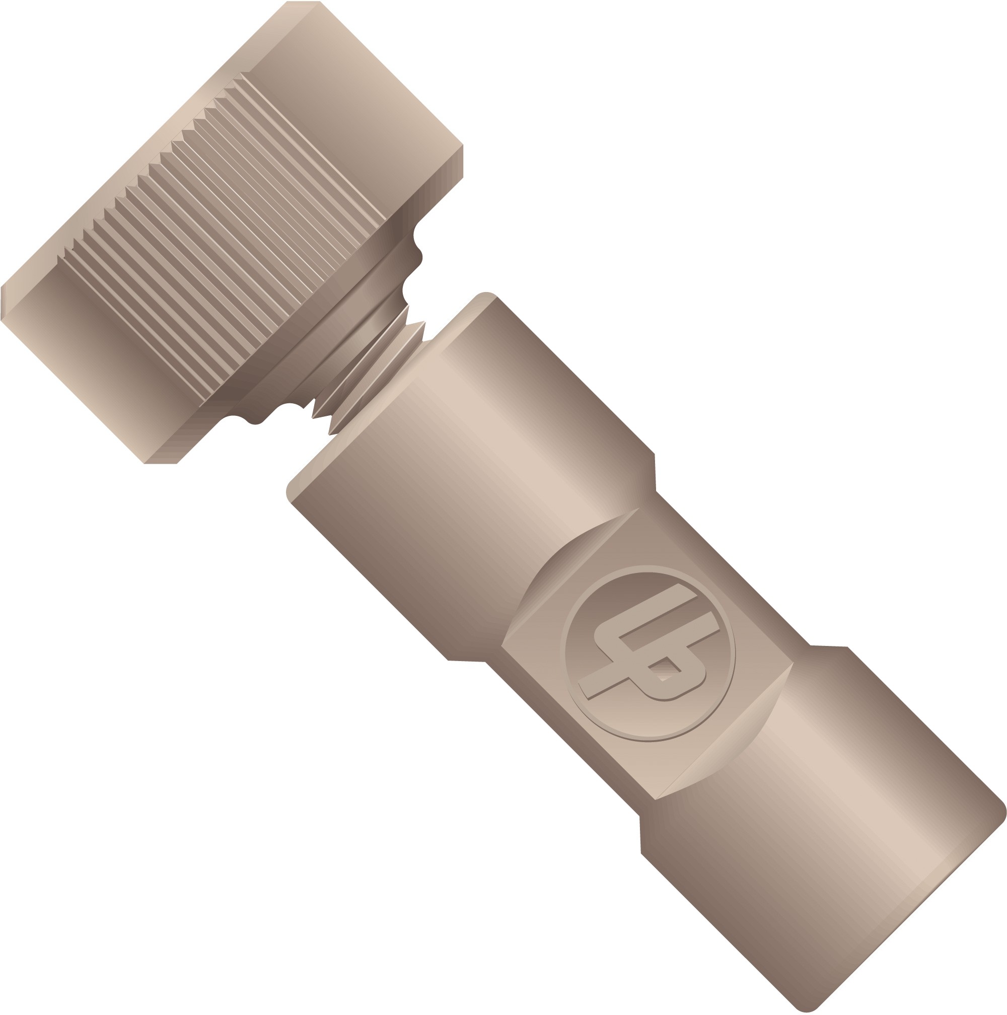 Adapters & Connectors: Threaded  Adapter, 10-32 Coned (Female) to 1/4"-28 Flat Bottom (Female), PEEK