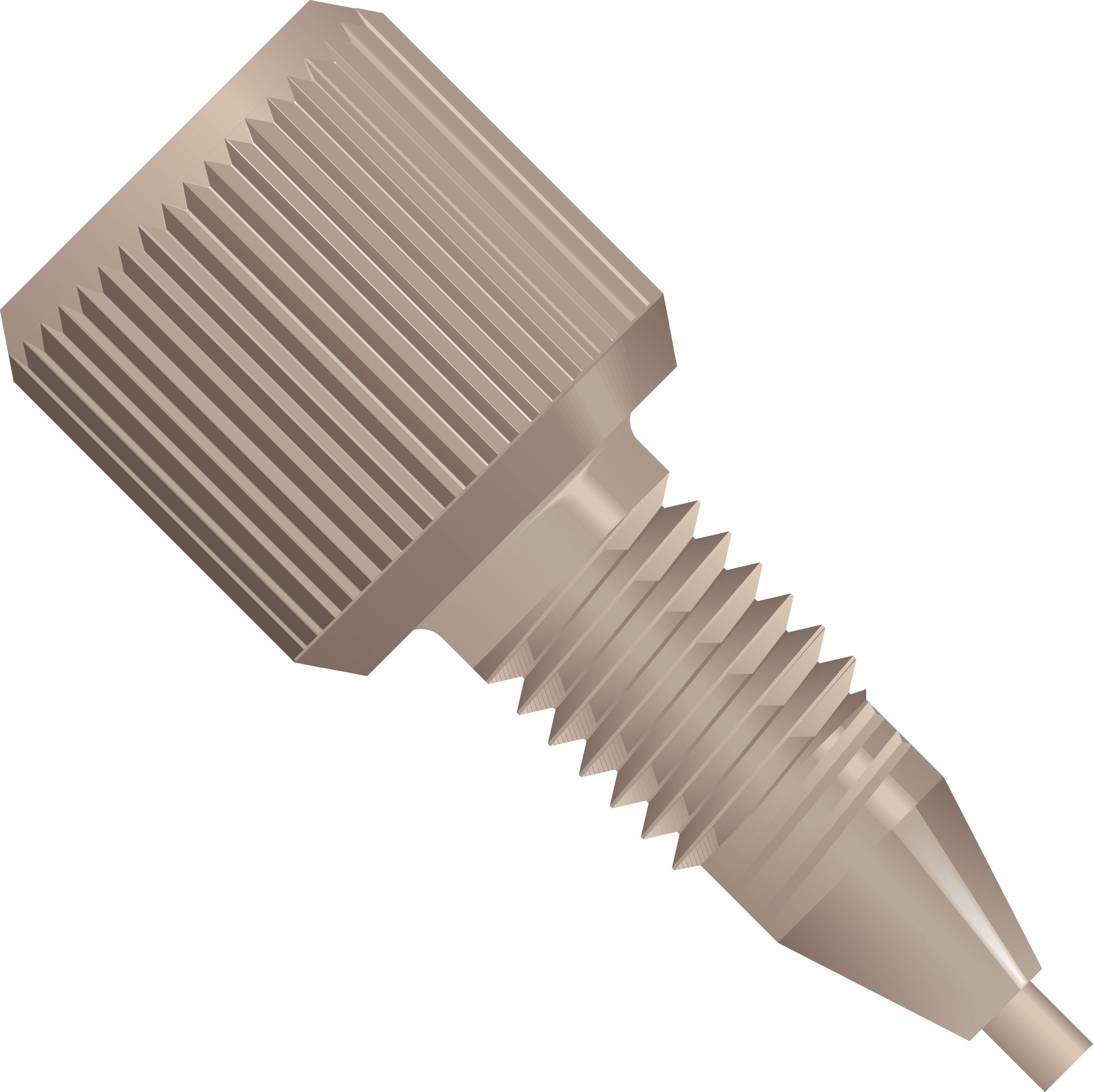 Adapters & Connectors: Threaded  Adapter, 1/4"-28 Flat Bottom (Female) to 10-32 Coned (Male), PEEKâ¢