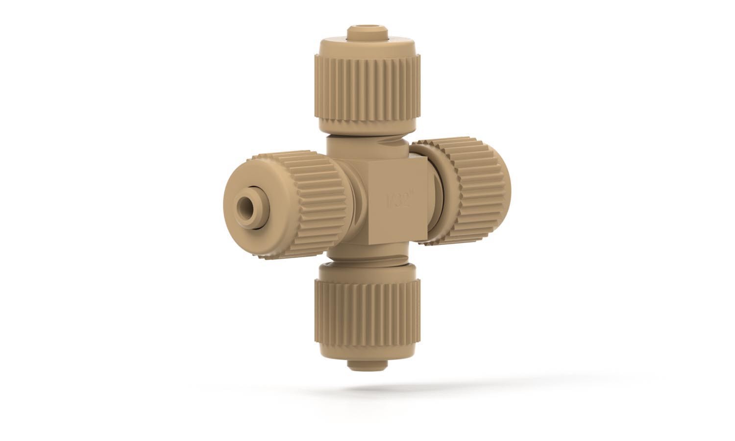 Adapters & Connectors: MicroCross for 1/32â OD Tubing, 5/16"-24 Coned, PEEKâ¢