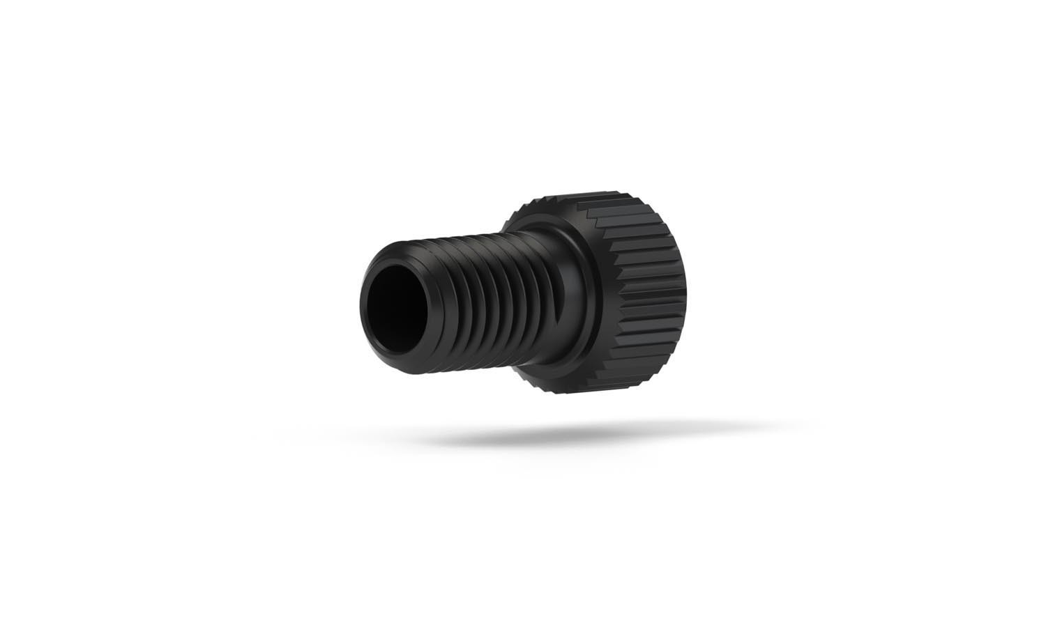 VacuTightâ¢  Flangeless Fitting, for 1/8" OD Tubing, 1/4"-28 Flat-Bottom, Delrin/ETFE, Black/Red