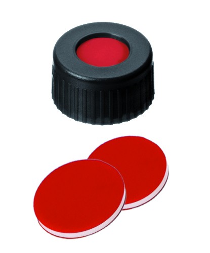 Discounted Vials and Caps: Short Thread Cap Black 9mm, Red
