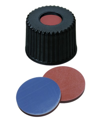 Screw Cap 8mm Open, Butyl Red / PTFE Grey Septa