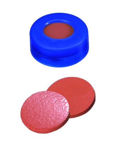 11mm Combination Seal: PE Snap Ring Cap, blue, centre hole; Natural Rubber red-orange/TEF transparent, 60° shore A, 1.0mm