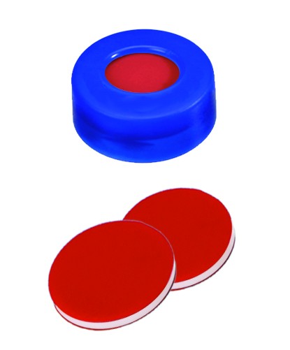 11mm Combination Seal: PE Snap Ring Cap, blue, centre hole; PTFE red/Silicone white/PTFE red, 45° shore A, 1.0mm
