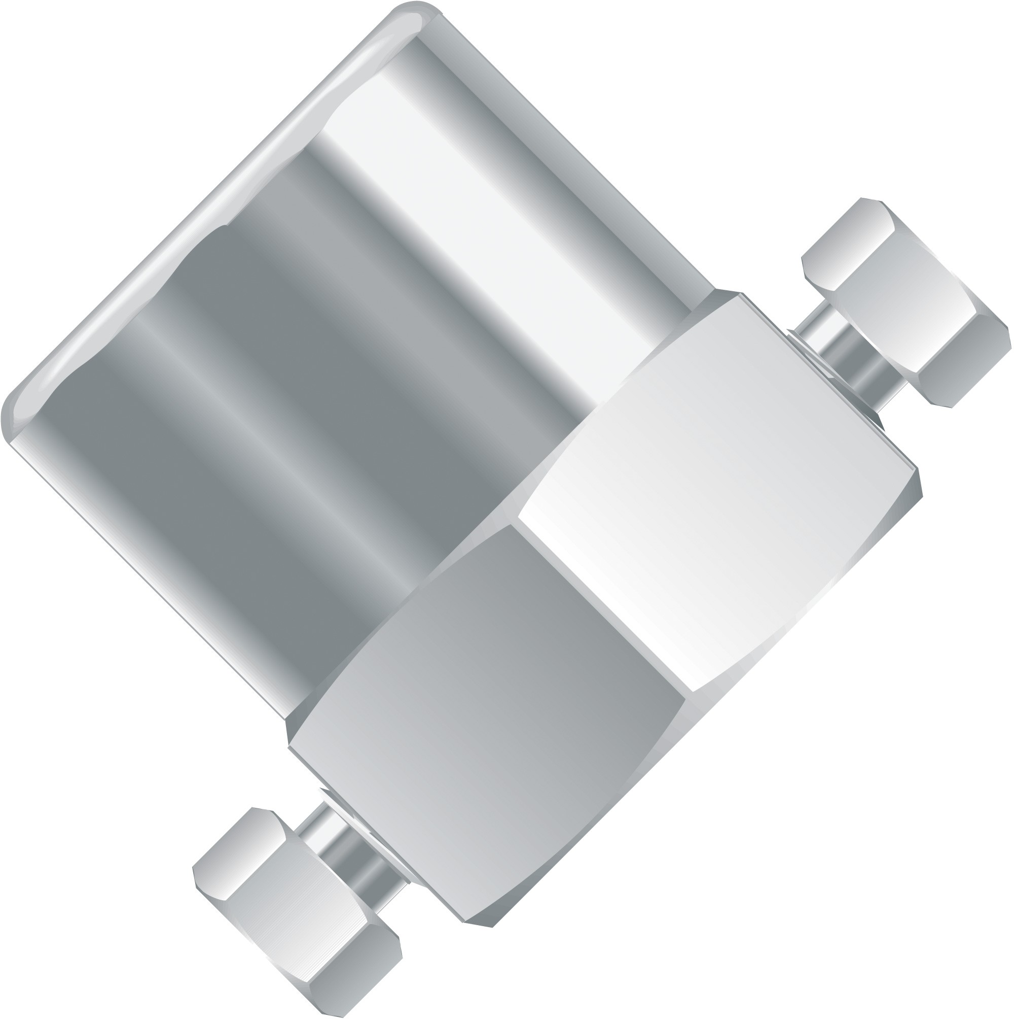 Adapters & Connectors: Pressure Gauge Tee, SST, for 1/16" OD Tubing, 10-32 Coned, for 1/4" NPT Pressure Gauge