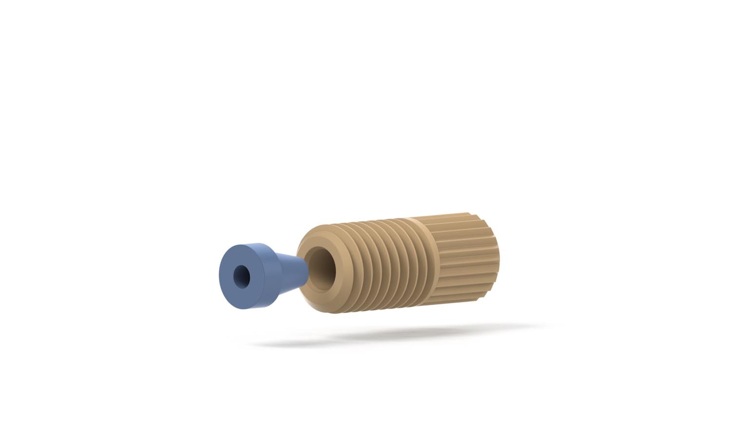 Flangeless Fitting, for 1/8" OD Tubing, 1/4"-28 Flat Bottom, Delrin/ETFE, Black/Yellow