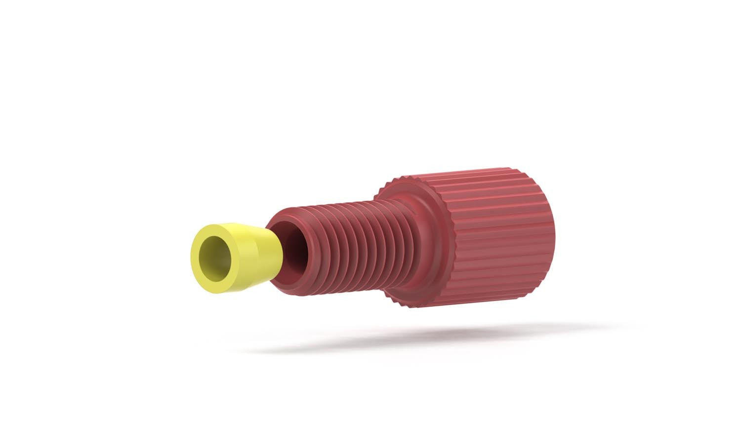 Flangeless Fitting, for 1/8" OD Tubing, 1/4"-28 Flat Bottom, Delrin/ETFE, White/Yellow
