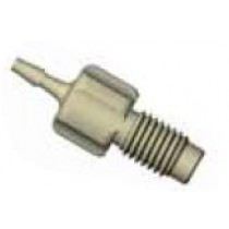 Adapters & Connectors: Adatpter, Thread to Barbed, 1/4"-28 (Male, Flat Bottom) to 1.5mm ID
