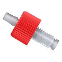 Adapters & Connectors: Adatpter, Thread to Barbed (Click-N-Seal), 1/4"-28 Flat Bottom (Male) to 5/32" ID