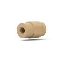 Flow & Pressure Control: Inlet/Outlet Check Valve, from 1/4"-28 Flat Bottom (Female) to 1/4"-28 Flat Bottom (Female)