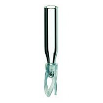 0.1ml Micro-Insert, 29 x 5.7mm, clear glass, with attached Plastic Spring (>>> silanized 