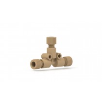 Adapters & Connectors: Tee for 1/16â OD Tubing, 1/4"-28 Flat Bottom, PEEKâ¢