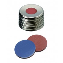 18mm Combination Seal: Magnetic Universal Screw Cap, silver, centre hole; Butyl red/PTFE grey, 55° shore A, 1.6mm