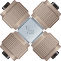 Adapters & Connectors: VHP MicroCross, for 1/32" OD Tubing, 5-16"-24 Coned, SST