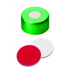 Crimp Cap 11mm Green, White Silicone / Red PTFE Septa