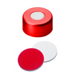Crimp Cap 11mm Red, White Silicone / Red PTFE Septa