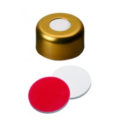 Crimp Cap 11mm Gold  White Silicone / Red PTFE Septa