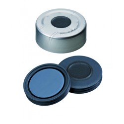13mm Combination Seal: Aluminium Cap, clear lacquered, centre hole; Pharma-Fix-Septa, Butyl/PTFE, 50° shore A, 2.0mm