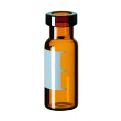 2ml Crimp Neck Vial, 32 x 11.6mm, amber glass, 1st hydrolytic class, wide opening, label and filling lines