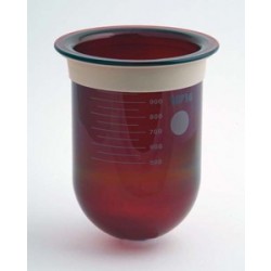 QLA Dissolution Vessels: 1000mL Amber Glass Vessel with Acculign Ring for Distek, Serialized