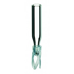 0.1ml Micro-Insert, 29 x 5.7mm, clear glass, with attached Plastic Spring (>>> silanized <<<)