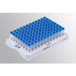 Micronic 0.75ml 2D Data-Matrix coded pushcap tubes V-bottom in refill carrier-96 (without cap)