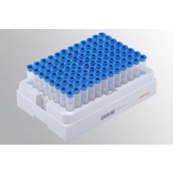 Micronic 1.40ml Non coded pushcap tubes V-bottom in Roborack-96 White (Barcoded A1-H1 side) (Sterile) (without cap)