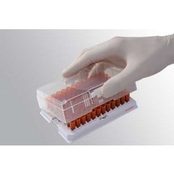 Micronic 0.75ml 2D Data-Matrix coded pushcap tubes Amber V-bottom Snap in Loborack-96 White (Barcoded A1-H1 side)