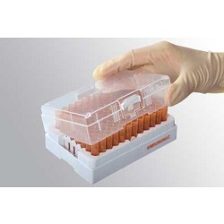 Micronic 1.40ml 2D Data-Matrix coded Screw Cap tubes Amber V-bottom Snap in Roborack-96 White (Barcoded A1-H1 side)