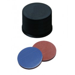 13mm Combination Seal: PP Screw Cap, black, closed top; Butyl red/PTFE 1000 grey, 55° shore A, 1.3mm