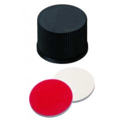 13mm Combination Seal: PP Screw Cap, black, closed top; Silicone cream/PTFE red, 55° shore A, 1.5mm