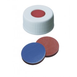 24mm Combination Seal: PP Screw Cap, white, centre hole; Butyl red/PTFE grey, 55° shore A, 2.5mm