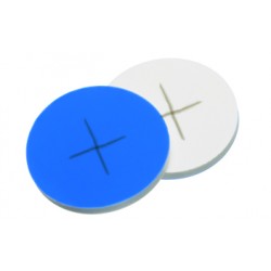 22mm Septa, Silicone white/PTFE blue, 55° shore A, 1.5mm, cross-slitted