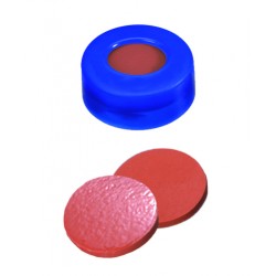11mm Combination Seal: PE Snap Ring Cap, blue, centre hole; Natural Rubber red-orange/TEF transparent, 60° shore A, 1.0mm