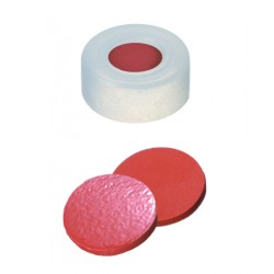 11mm Combination Seal: PE Snap Ring Cap, transparent, centre hole; Natural Rubber red-orange/TEF transparent, 60° shore A, 1.0mm