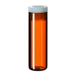 4ml Shell Vial, 44.6 x 14.6mm, amber glass; 15mm PE Plug, transparent