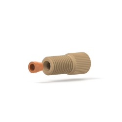 Flangeless Fitting, for 3.0mm OD Tubing, 5/16-24 Flat-Bottom, PEEK/ETFE, Natural/Orange