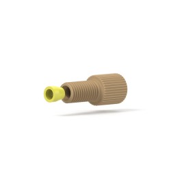 Flangeless Fitting, for 1/8" OD Tubing, 1/4"-28 Flat Bottom, PEEK/ETFE, Natural/Yellow